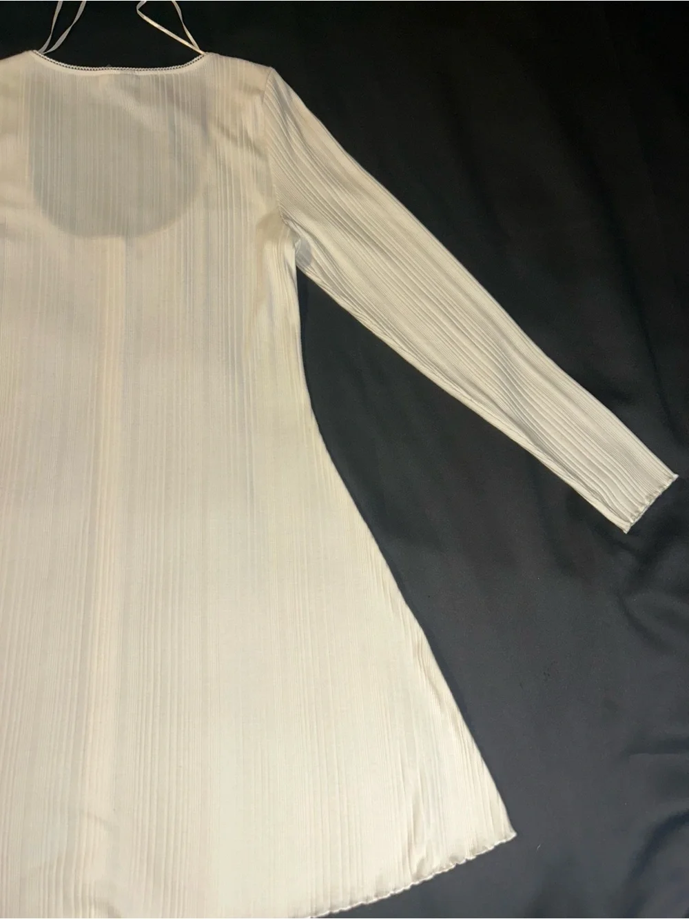 H&M Cream Ribbed Long-Sleeve Button-Front Dress
